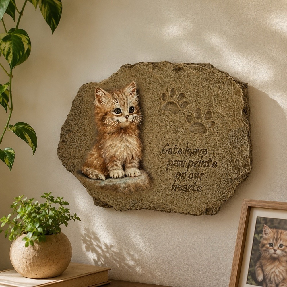 Paw Prints On Our Hearts Kitty Cat Plaque By The Bradford Exchange 2003